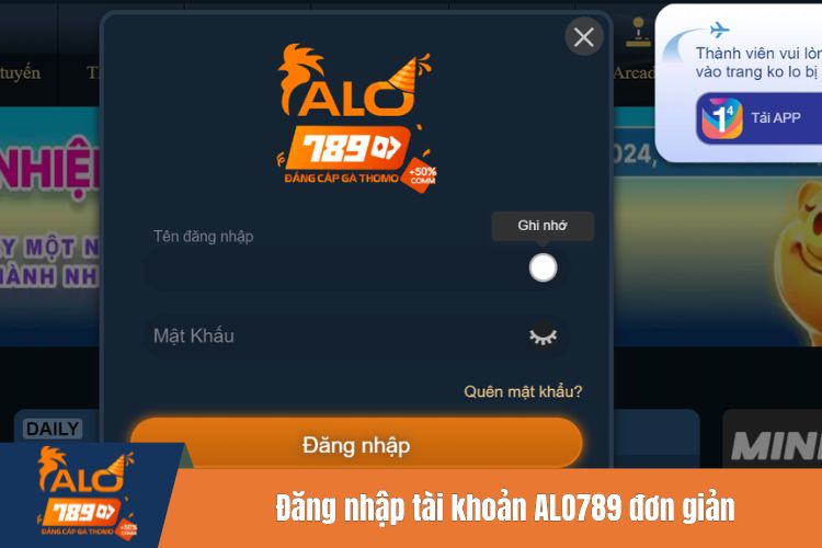 Đăng nhập tài khoản ALO789 đơn giản